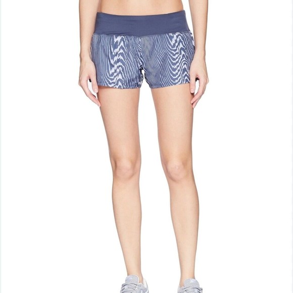 Nike Dri-fit Running Shorts Size XS Navy Blue Gray Zebra Print 905327 Drawstring - Picture 1 of 4